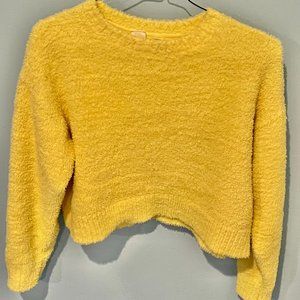 yellow fuzz crop top